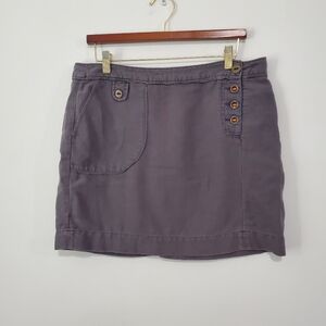 Maeve Casual Women's Grey Button-Accent Linen Cotton Blend Skirt Size 12
